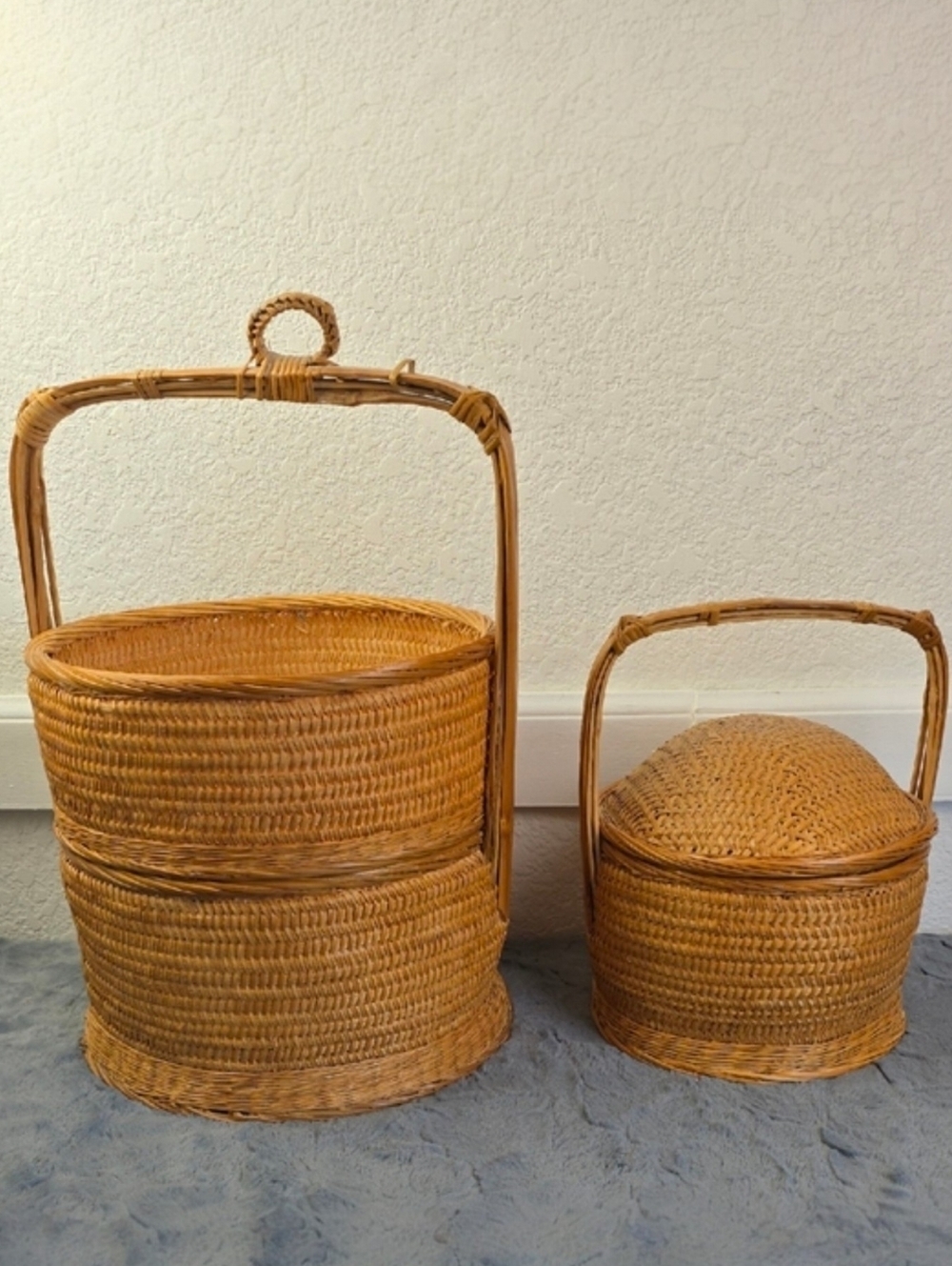 Vintage Basket Set Woven Hand Made